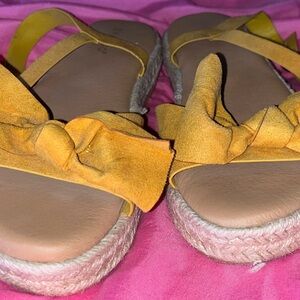 Yellow Bow Strap Women's Sandals by Bamboo